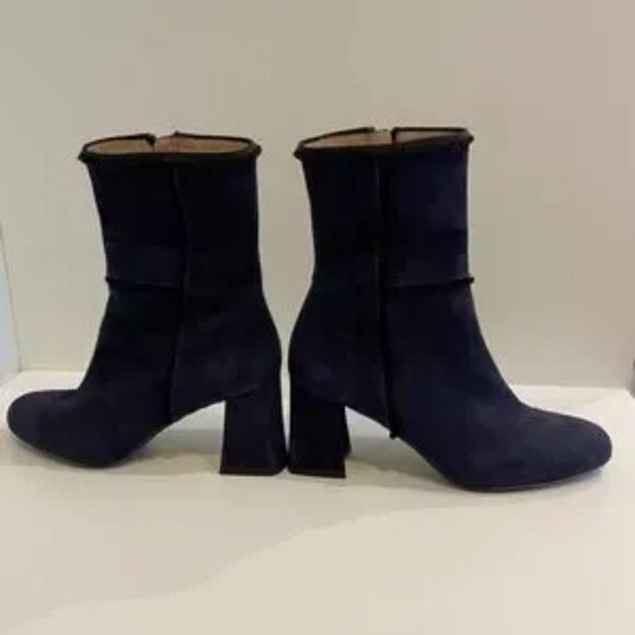 RON WHITE FRENCH NAVY SUEDE BOOTS - Picture 5 of 5